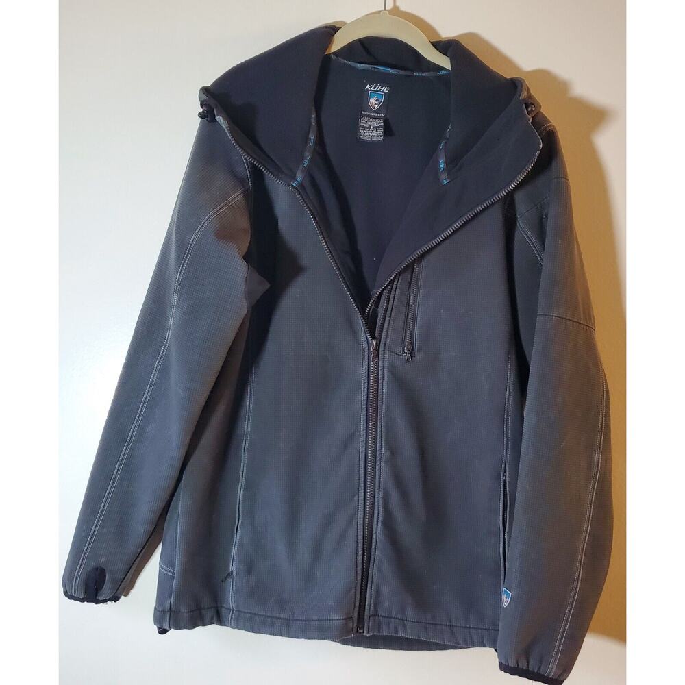 Kuhl Vintage Patina Dye Hooded Jacket Dark Gray Charcoal Men's Size S Full Zip